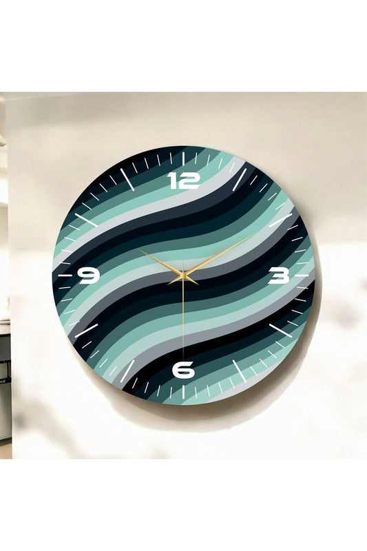 Renkli Baskı Desenli Sayılı Hediyelik Ahşap Sessiz Tablo Duvar Saati