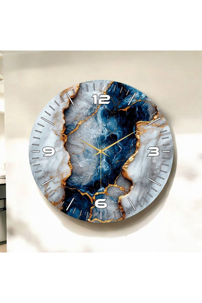 Renkli Baskı Desenli Sayılı Hediyelik Ahşap Sessiz Tablo Duvar Saati