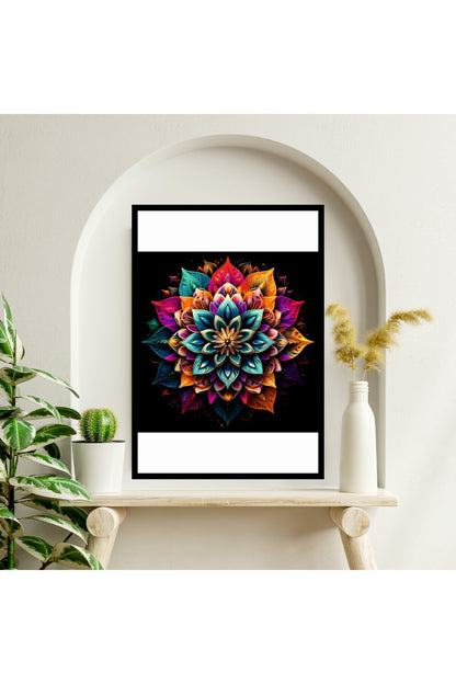 Çiçek Büyük Boy Renkli Solmaz Kaliteli Baskı Çerçeve Görünümlü MDF Tablo 70x50cm 145