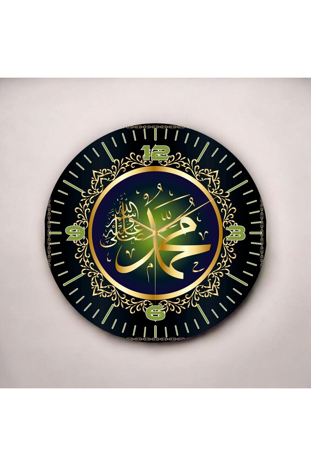 Renkli Baskı Dini Desenli Sayılı Hediyelik Ahşap Sessiz Tablo Duvar Saati