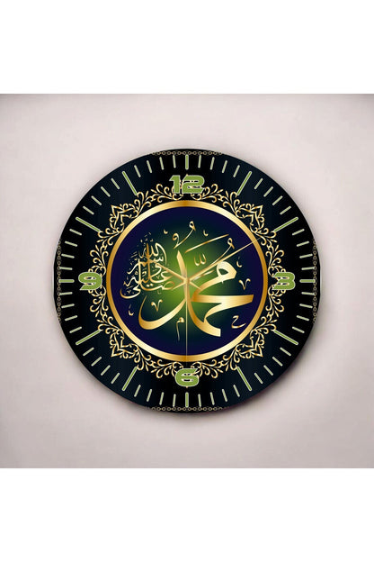 Renkli Baskı Dini Desenli Sayılı Hediyelik Ahşap Sessiz Tablo Duvar Saati