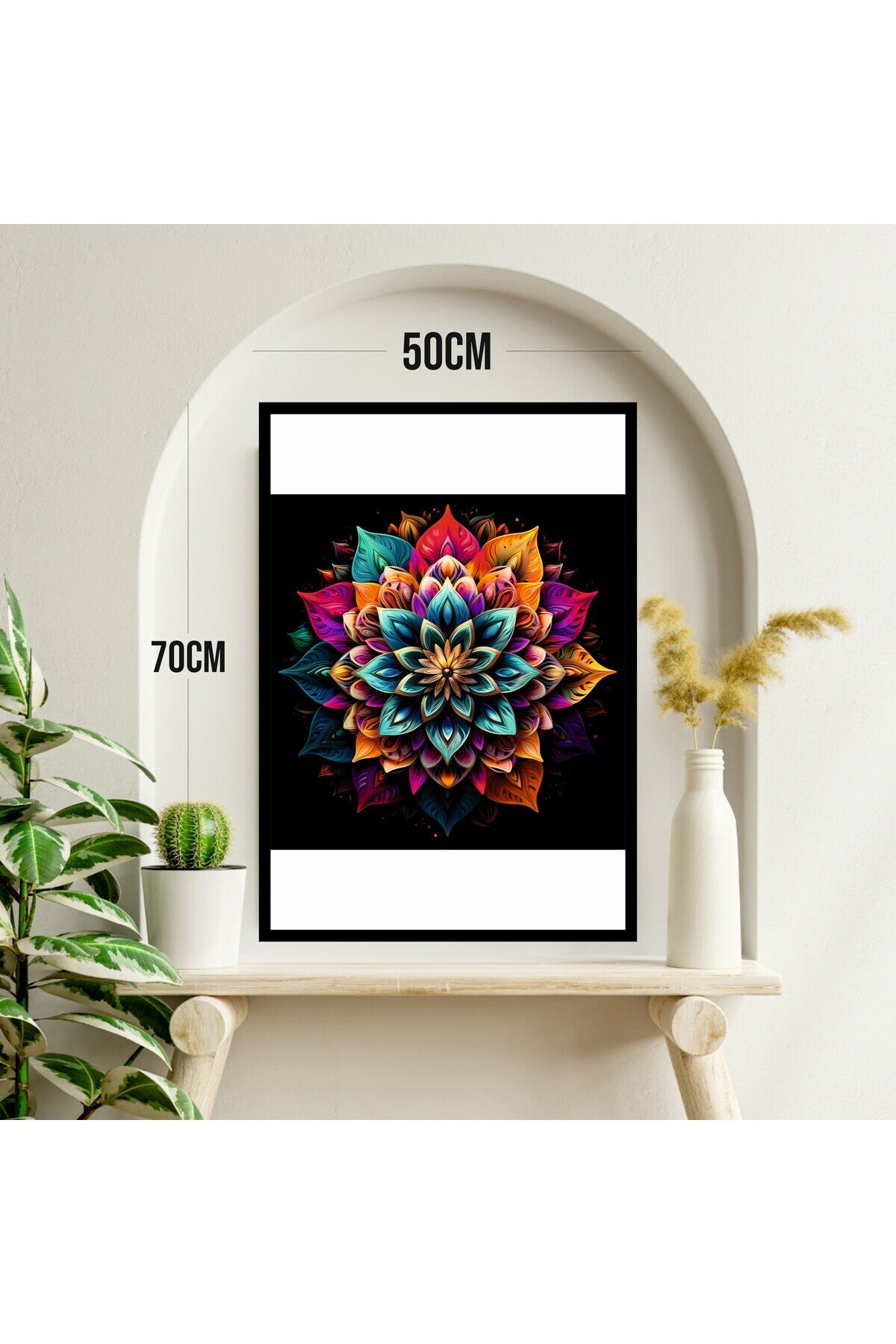 Çiçek Büyük Boy Renkli Solmaz Kaliteli Baskı Çerçeve Görünümlü MDF Tablo 70x50cm 145