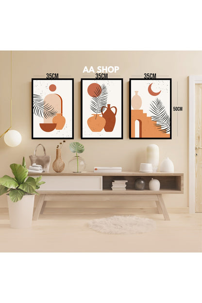 3 Parça Renkli Solmaz Kaliteli Baskı Çerçeve Görünümlü MDF Tablo Set 28