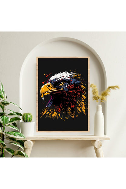 Kartal Hayvan Büyük Boy Renkli Solmaz Kaliteli Baskı Çerçeve Görünümlü MDF Tablo 70x50cm 230