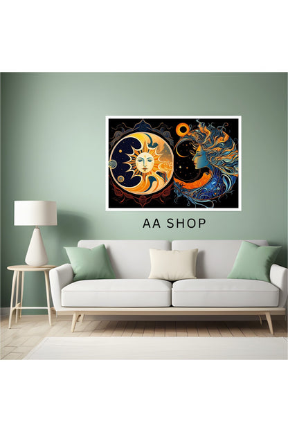 Uzay Doğa Büyük Boy Renkli Solmaz Kaliteli Baskı Çerçeve Görünümlü MDF Tablo 70x50cm 162