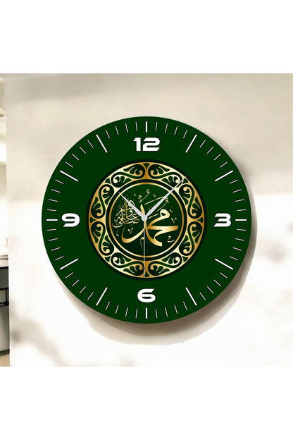 Renkli Baskı Dini Desenli Sayılı Hediyelik Ahşap Sessiz Tablo Duvar Saati