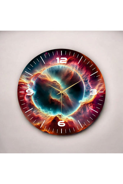 Renkli Baskı Desenli Sayılı Hediyelik Ahşap Sessiz Tablo Duvar Saati