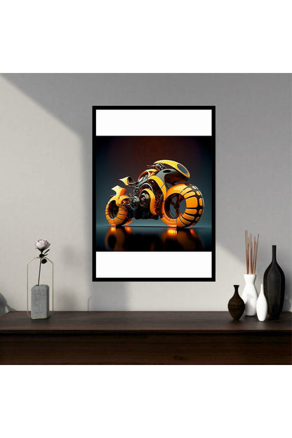 Motor Büyük Boy Renkli Solmaz Kaliteli Baskı Çerçeve Görünümlü MDF Tablo 70x50cm 130