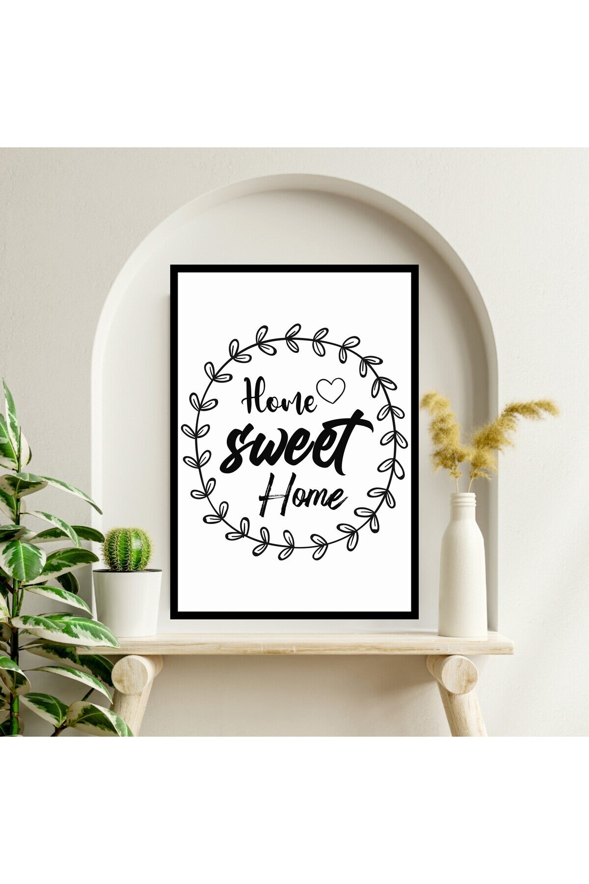 Home Sweet Motto Büyük Boy Renkli Solmaz Kaliteli Baskı Çerçeve Görünümlü MDF Tablo 70x50cm 236
