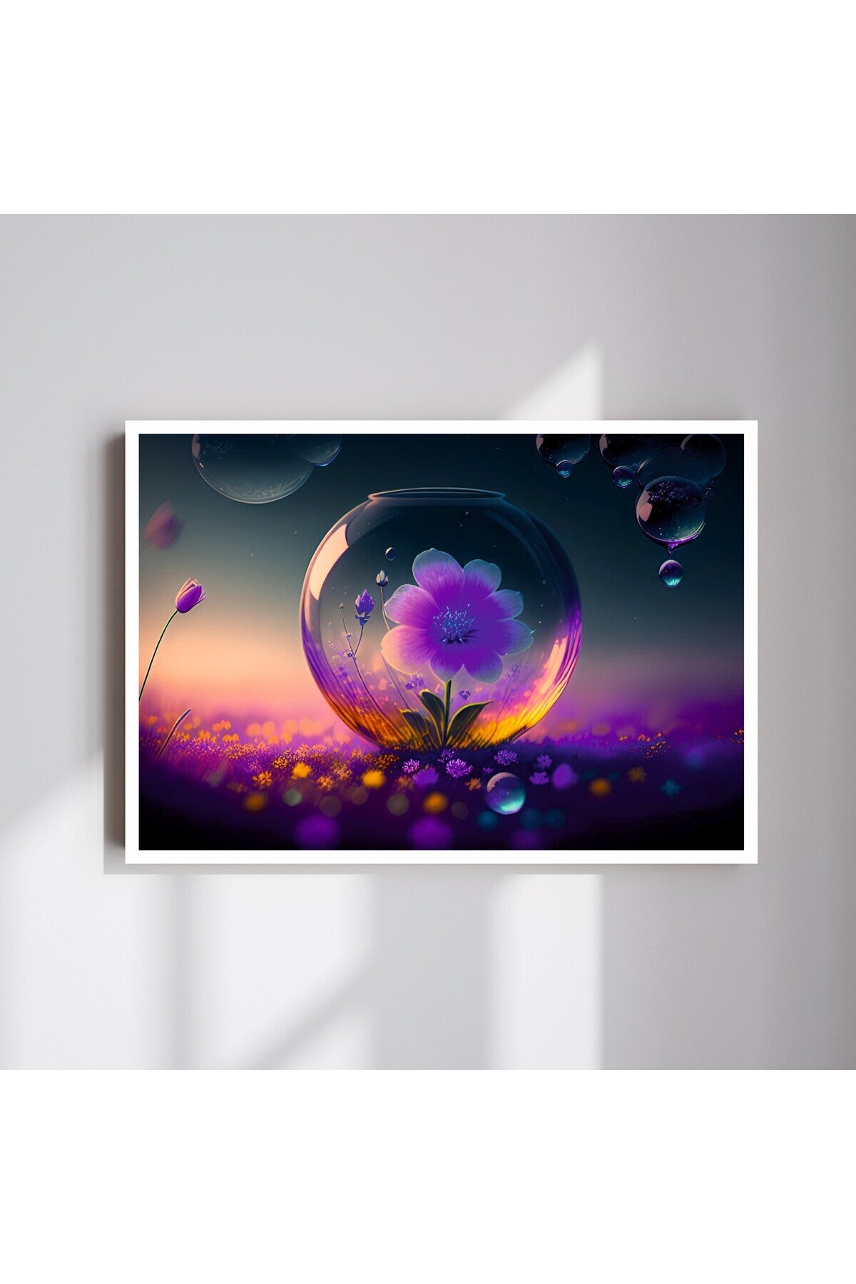 Çiçek Doğa Büyük Boy Renkli Solmaz Kaliteli Baskı Çerçeve Görünümlü MDF Tablo 70x50cm 128