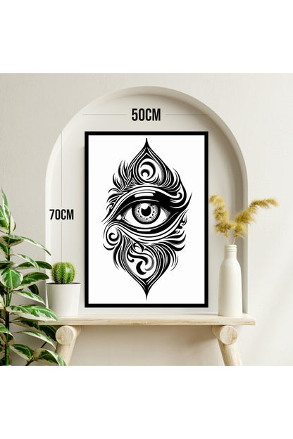 Göz Büyük Boy Renkli Solmaz Kaliteli Baskı Çerçeve Görünümlü MDF Tablo 70x50cm 242