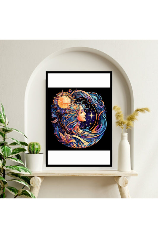 Kadın Çiçek Büyük Boy Renkli Solmaz Kaliteli Baskı Çerçeve Görünümlü MDF Tablo 70x50cm 163