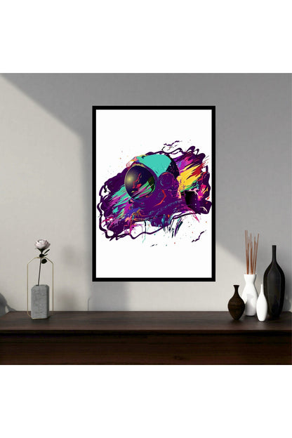 Astronot Uzay Büyük Boy Renkli Solmaz Kaliteli Baskı Çerçeve Görünümlü MDF Tablo 70x50cm 177