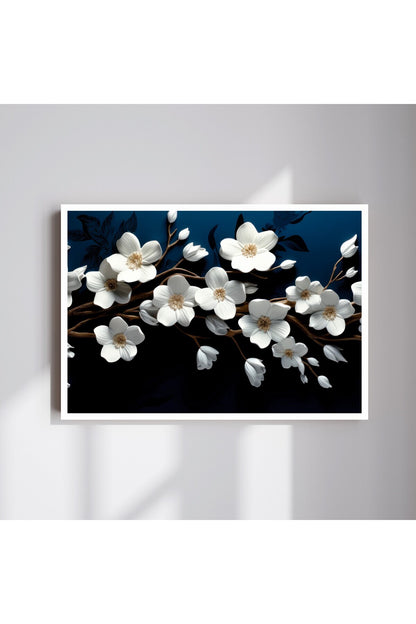 Çiçek Büyük Boy Renkli Solmaz Kaliteli Baskı Çerçeve Görünümlü MDF Tablo 70x50cm 82