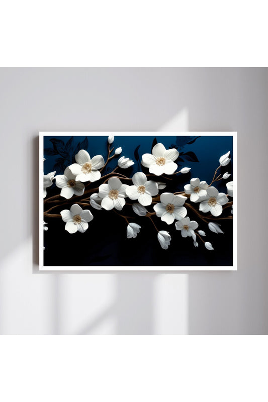 Çiçek Büyük Boy Renkli Solmaz Kaliteli Baskı Çerçeve Görünümlü MDF Tablo 70x50cm 82