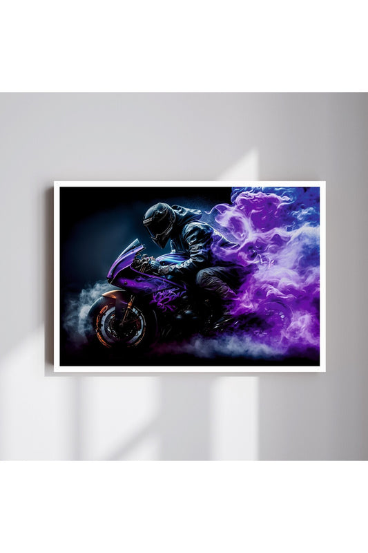 Motor Büyük Boy Renkli Solmaz Kaliteli Baskı Çerçeve Görünümlü MDF Tablo 70x50cm 151