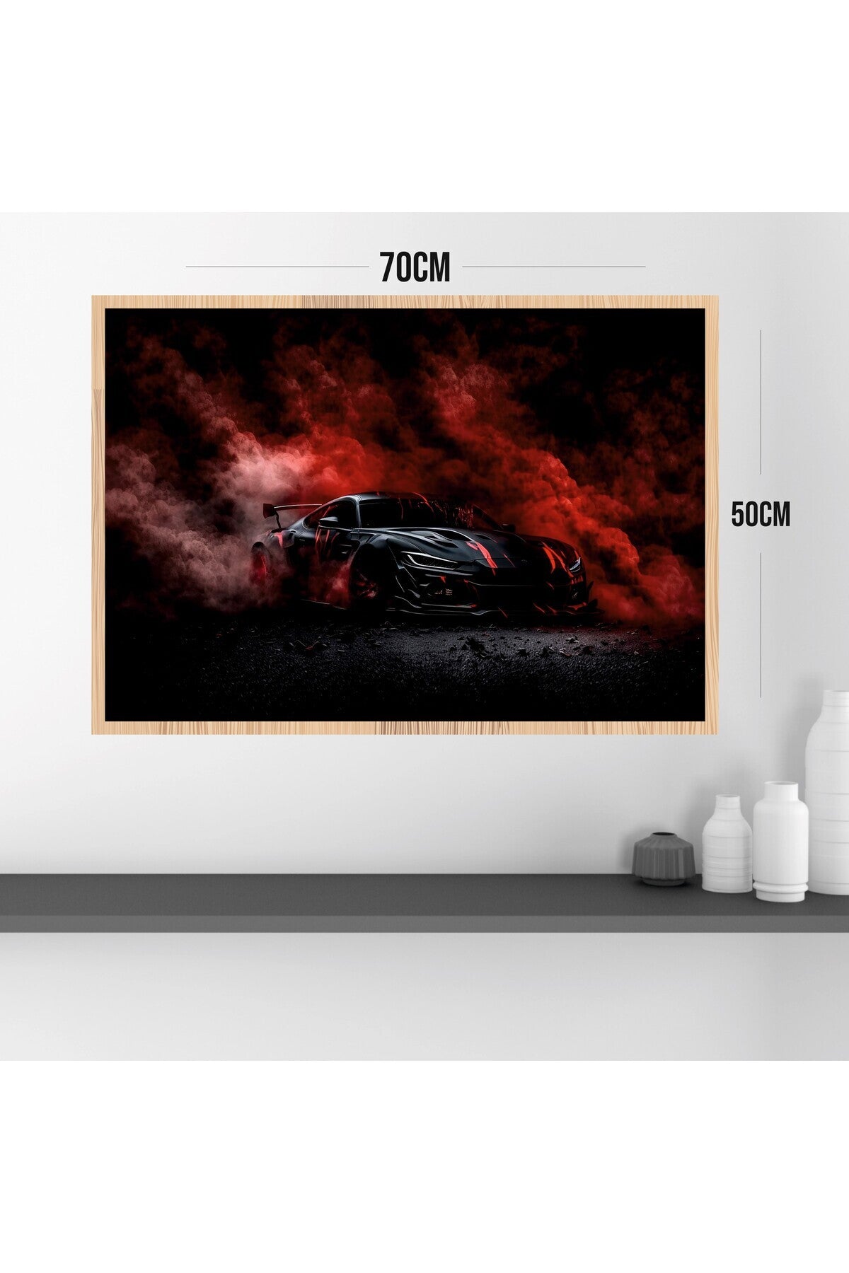 Araba Büyük Boy Renkli Solmaz Kaliteli Baskı Çerçeve Görünümlü MDF Tablo 70x50cm 148