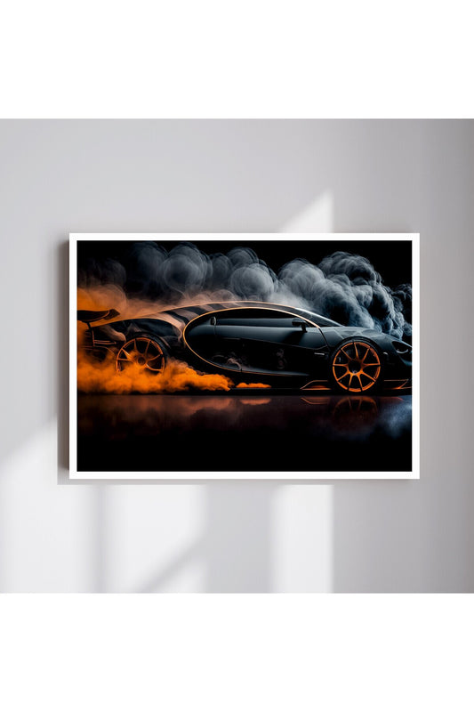 Araba Büyük Boy Renkli Solmaz Kaliteli Baskı Çerçeve Görünümlü MDF Tablo 70x50cm 153