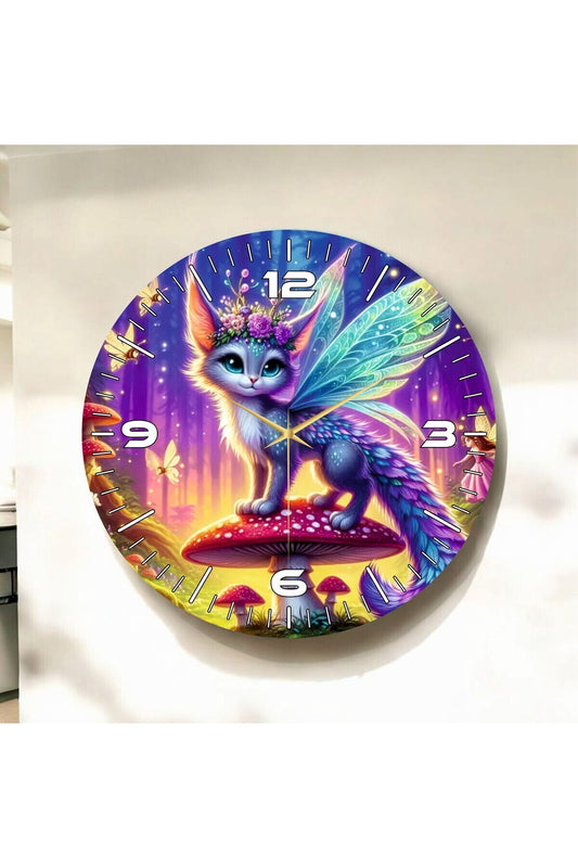 Renkli Baskı Hayvan Desenli Sayılı Hediyelik Ahşap Sessiz Tablo Duvar Saati