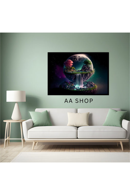 Doğa Manzara Büyük Boy Renkli Solmaz Kaliteli Baskı Çerçeve Görünümlü MDF Tablo 70x50cm 158