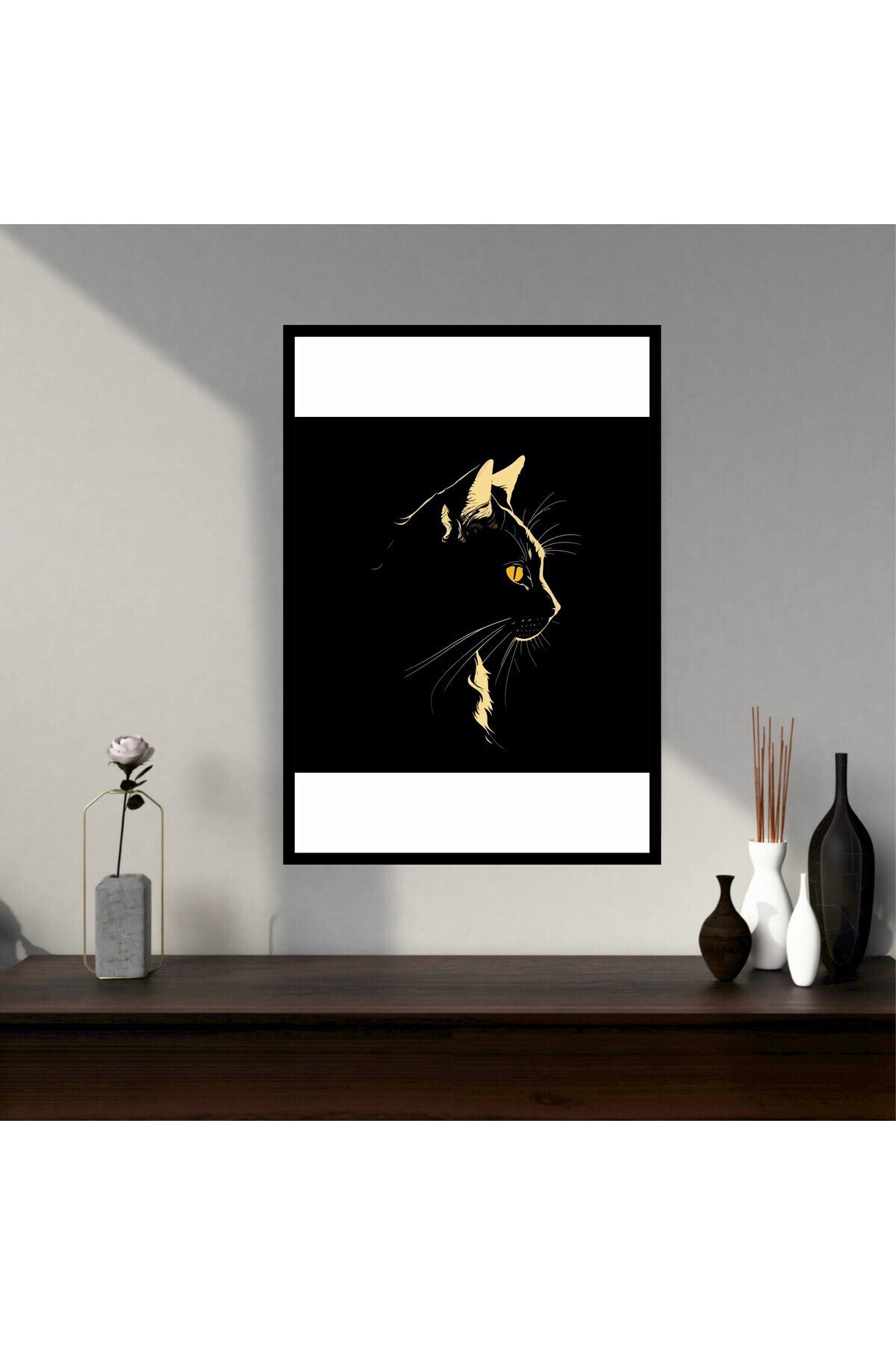 Kedi Hayvan Büyük Boy Renkli Solmaz Kaliteli Baskı Çerçeve Görünümlü MDF Tablo 70x50cm 179