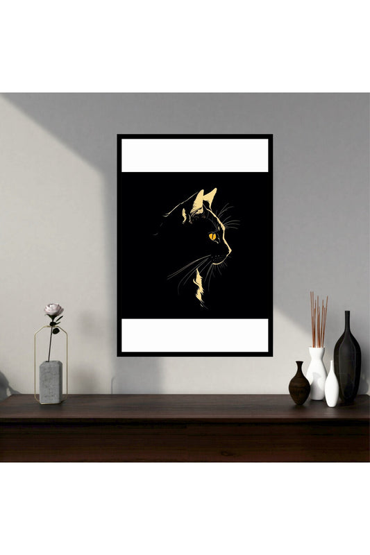 Kedi Hayvan Büyük Boy Renkli Solmaz Kaliteli Baskı Çerçeve Görünümlü MDF Tablo 70x50cm 179