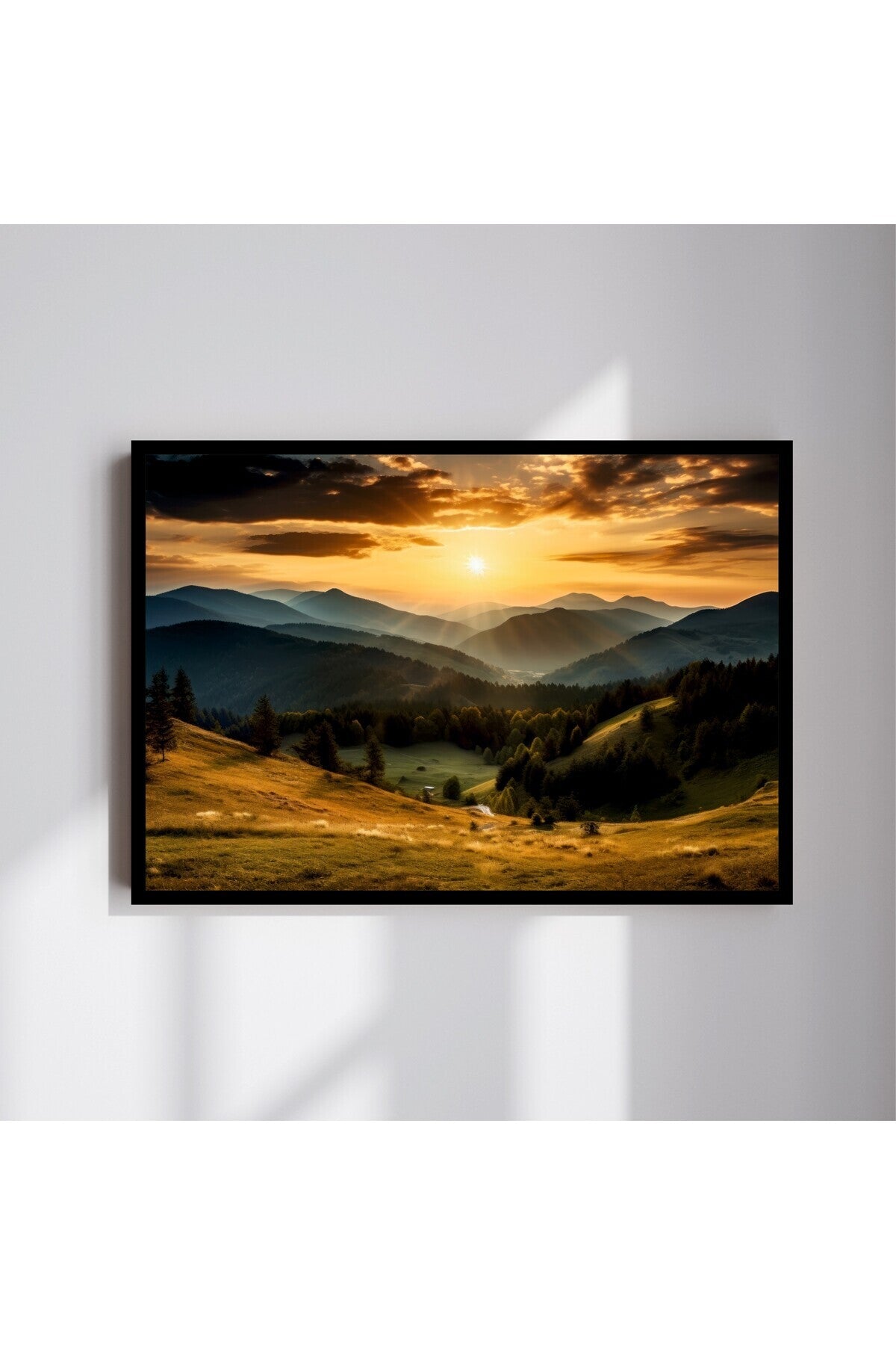 Doğa Manzara Büyük Boy Renkli Solmaz Kaliteli Baskı Çerçeve Görünümlü MDF Tablo 70x50cm 54