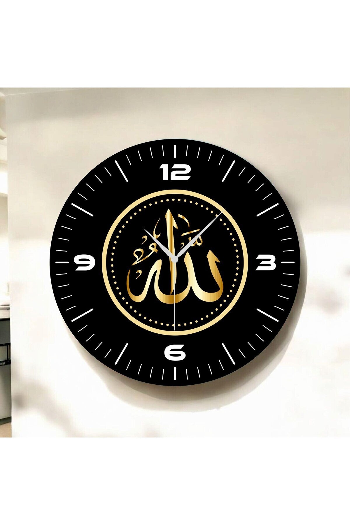 Renkli Baskı Dini Desenli Sayılı Hediyelik Ahşap Sessiz Tablo Duvar Saati