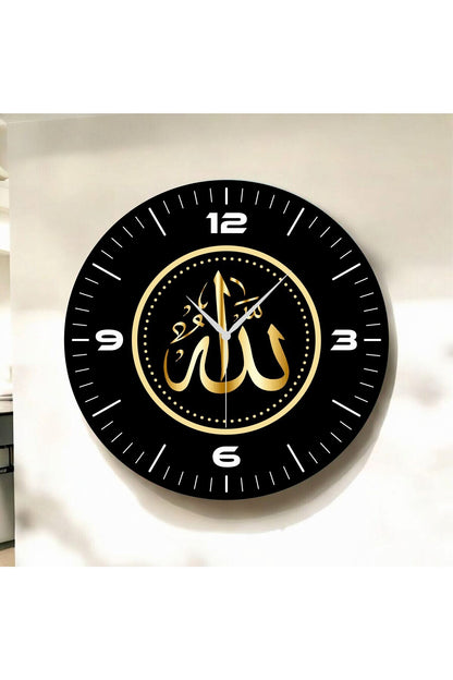 Renkli Baskı Dini Desenli Sayılı Hediyelik Ahşap Sessiz Tablo Duvar Saati