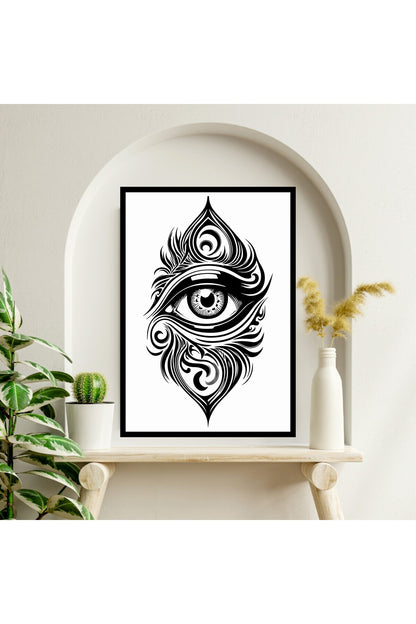 Göz Büyük Boy Renkli Solmaz Kaliteli Baskı Çerçeve Görünümlü MDF Tablo 70x50cm 242