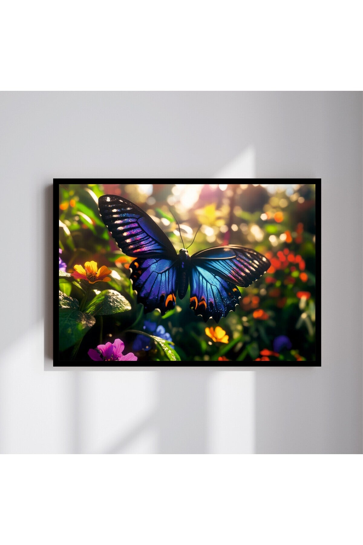 Kelebek Doğa Manzara Büyük Boy Renkli Solmaz Kaliteli Baskı Çerçeve Görünümlü MDF Tablo 70x50cm 21