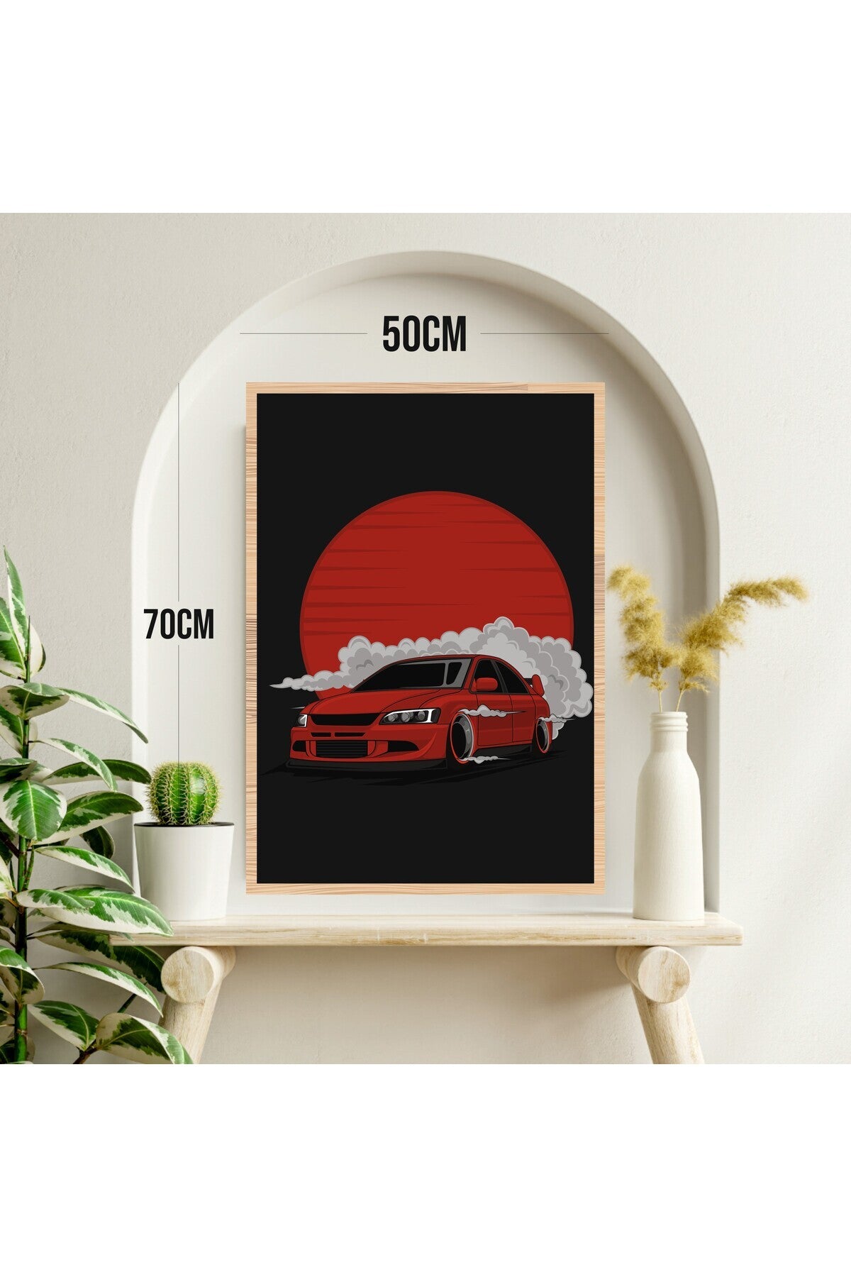 Araba Drift Büyük Boy Renkli Solmaz Kaliteli Baskı Çerçeve Görünümlü MDF Tablo 70x50cm 255