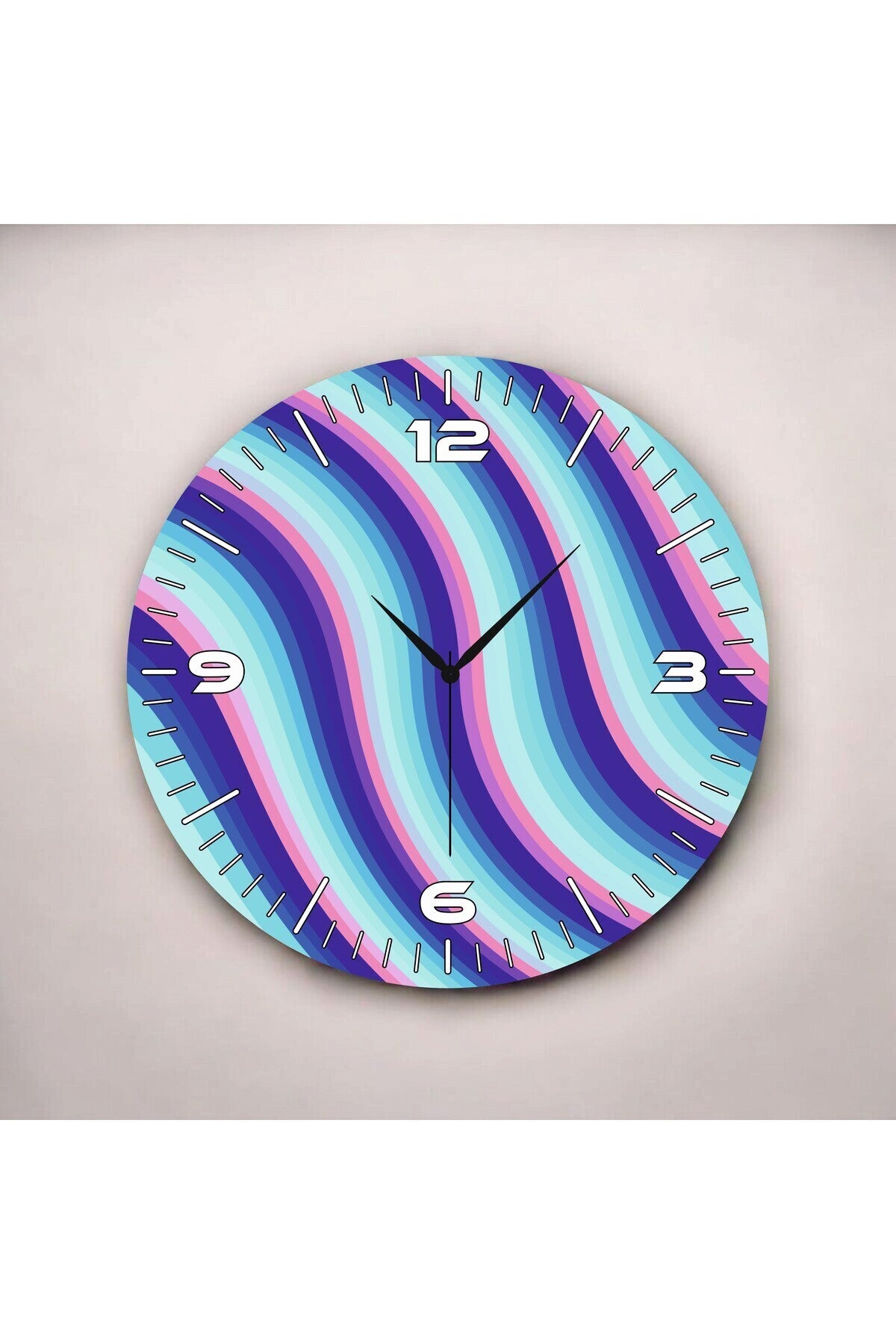 Renkli Baskı Desenli Sayılı Hediyelik Ahşap Sessiz Tablo Duvar Saati