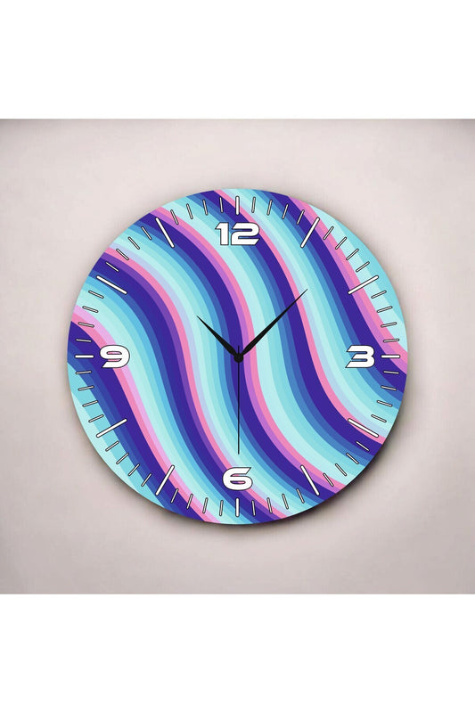 Renkli Baskı Desenli Sayılı Hediyelik Ahşap Sessiz Tablo Duvar Saati