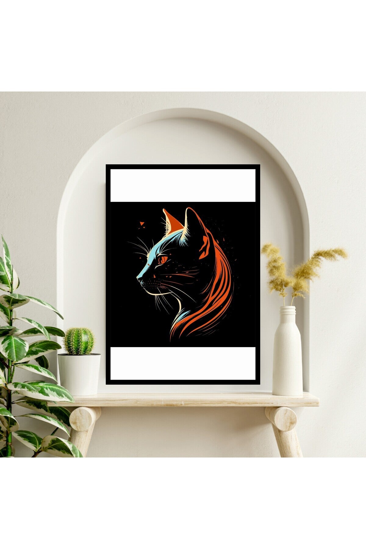 Kedi Hayvan Büyük Boy Renkli Solmaz Kaliteli Baskı Çerçeve Görünümlü MDF Tablo 70x50cm 178