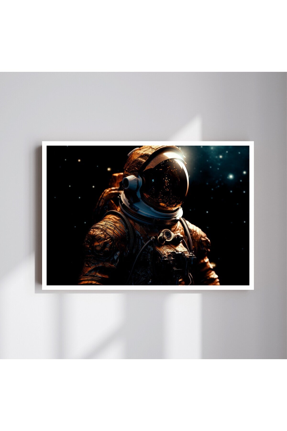 Astronot Uzay Büyük Boy Renkli Solmaz Kaliteli Baskı Çerçeve Görünümlü MDF Tablo 70x50cm 50