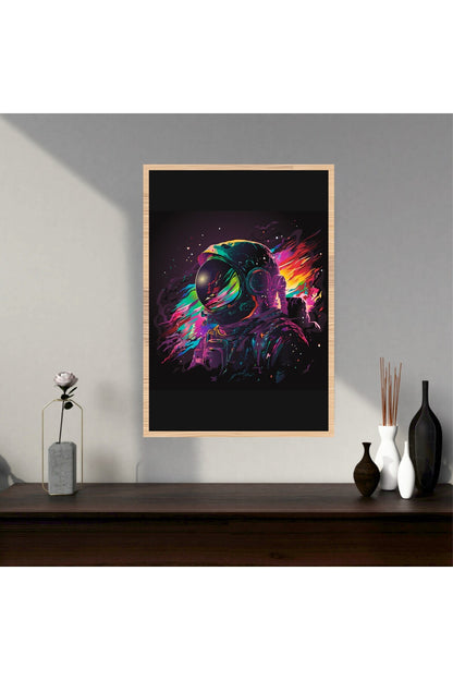 Astronot Uzay Büyük Boy Renkli Solmaz Kaliteli Baskı Çerçeve Görünümlü MDF Tablo 70x50cm 221
