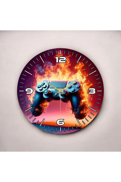 Renkli Baskı Oyun Konsolu Desenli Sayılı Hediyelik Ahşap Sessiz Tablo Duvar Saati
