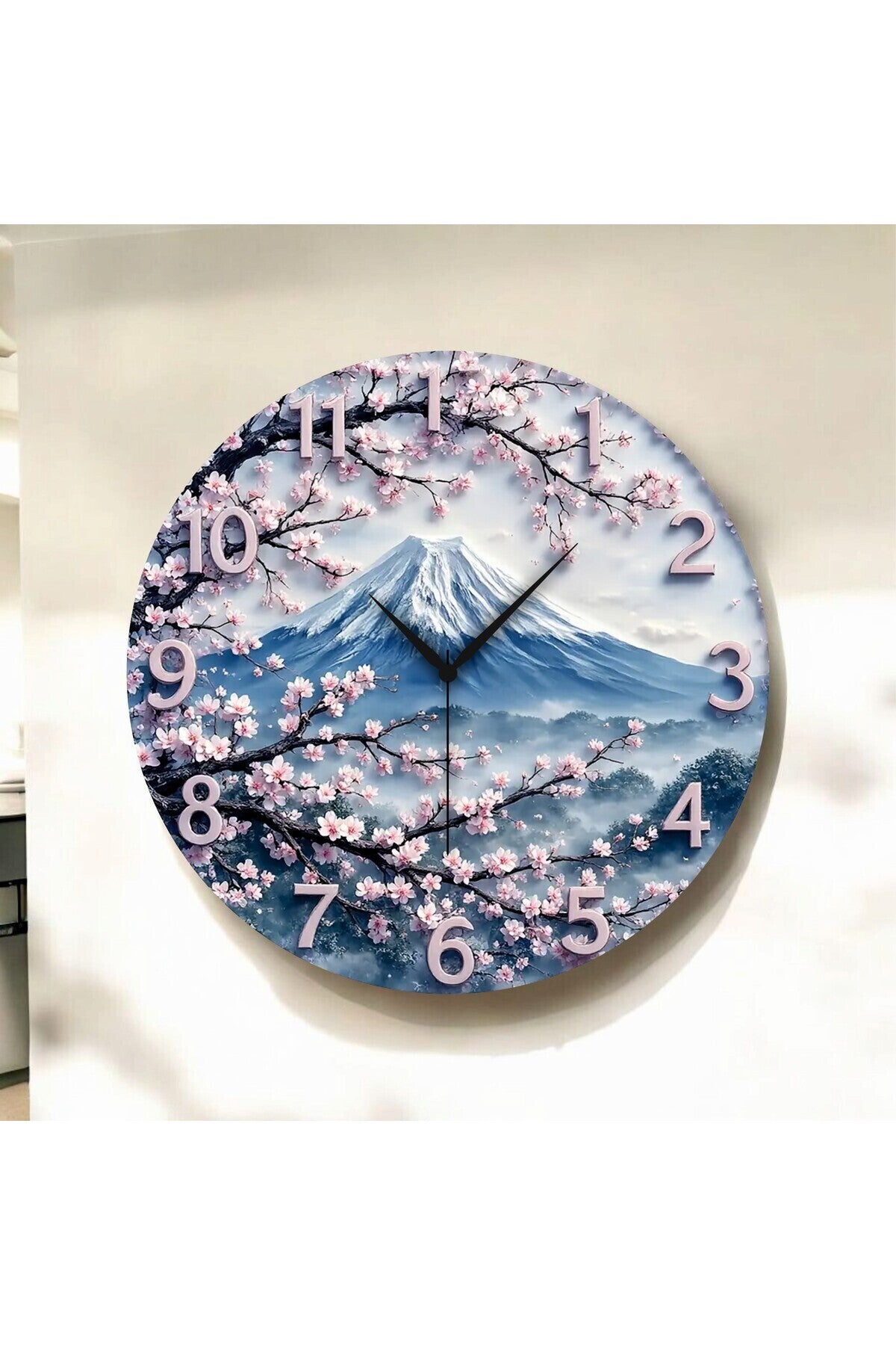 Renkli Baskı Doğa Desenli Sayılı Hediyelik Ahşap Sessiz Tablo Duvar Saati