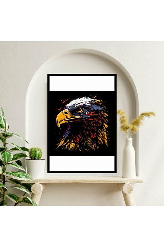 Kartal Hayvan Büyük Boy Renkli Solmaz Kaliteli Baskı Çerçeve Görünümlü MDF Tablo 70x50cm 182