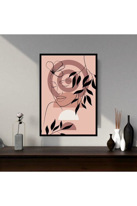 Kadın Çiçek Büyük Boy Renkli Solmaz Kaliteli Baskı Çerçeve Görünümlü MDF Tablo 70x50cm 15