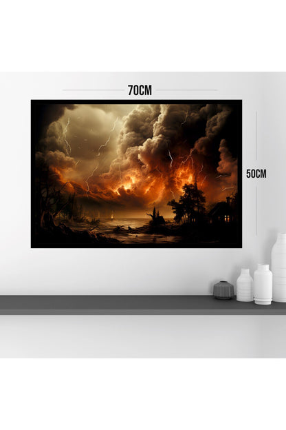 Doğa Manzara Büyük Boy Renkli Solmaz Kaliteli Baskı Çerçeve Görünümlü MDF Tablo 70x50cm 93