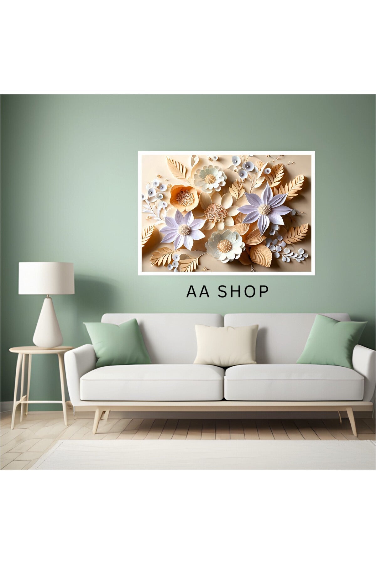 Çiçek Büyük Boy Renkli Solmaz Kaliteli Baskı Çerçeve Görünümlü MDF Tablo 70x50cm 81