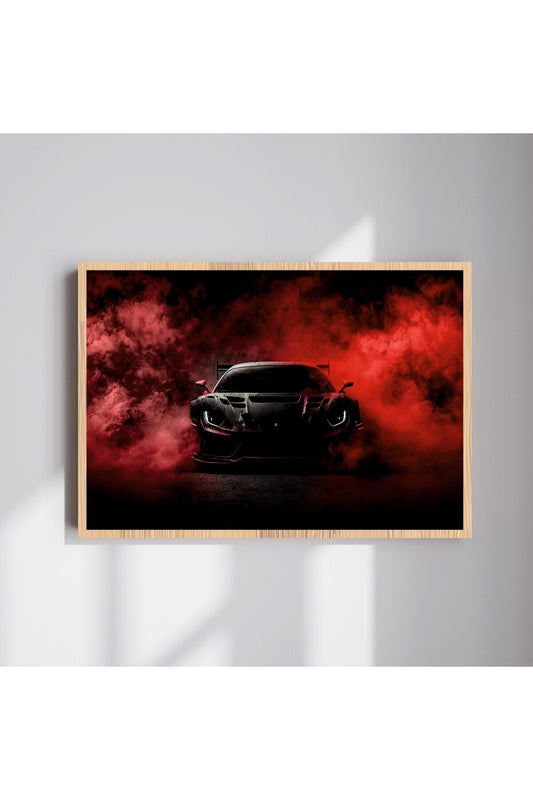 Araba Büyük Boy Renkli Solmaz Kaliteli Baskı Çerçeve Görünümlü MDF Tablo 70x50cm 149