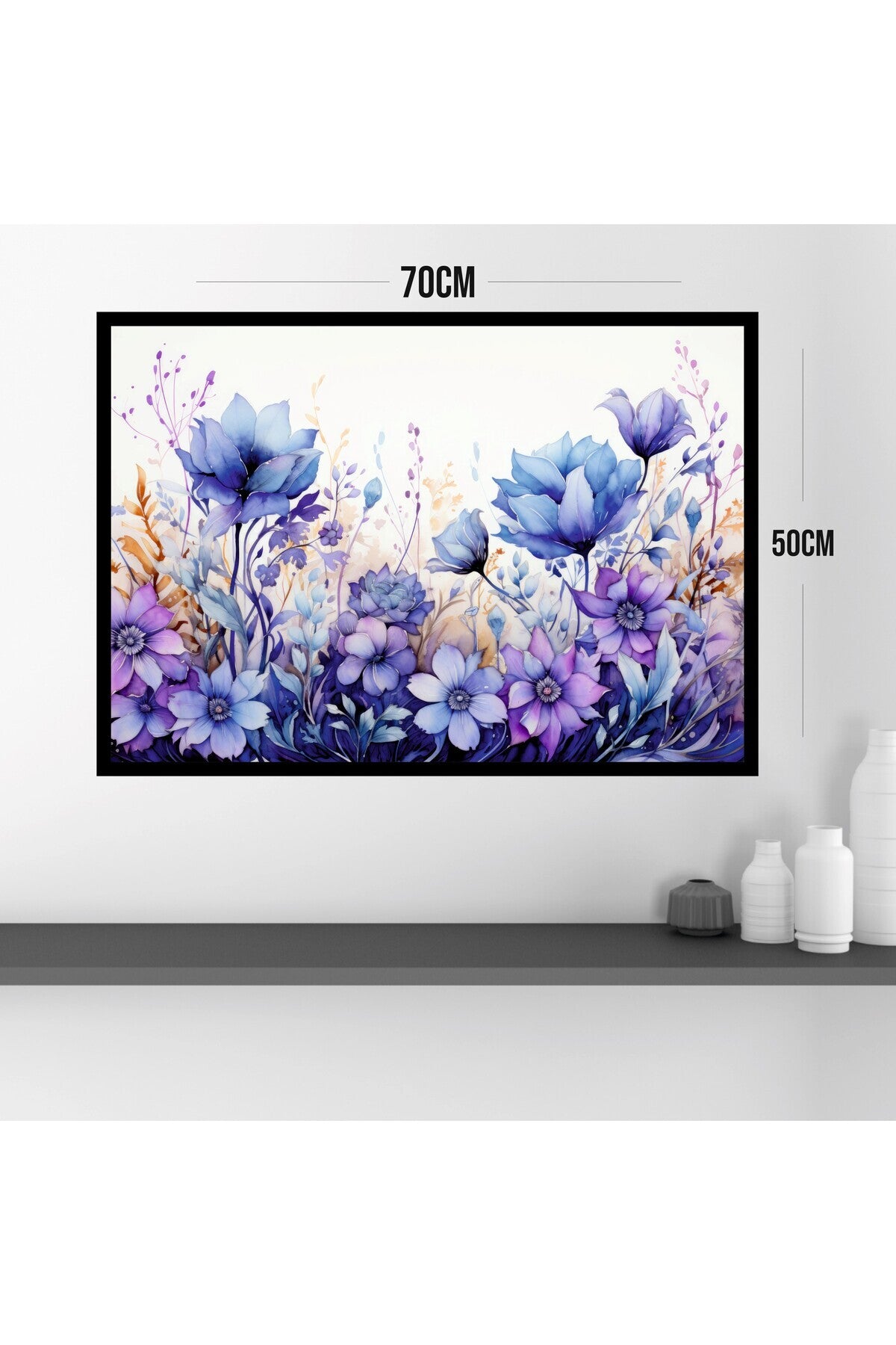 Çiçek Doğa Büyük Boy Renkli Solmaz Kaliteli Baskı Çerçeve Görünümlü MDF Tablo 70x50cm 26