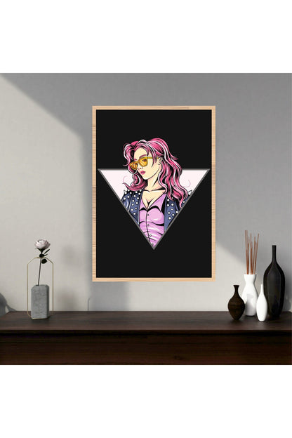 Kadın Büyük Boy Renkli Solmaz Kaliteli Baskı Çerçeve Görünümlü MDF Tablo 70x50cm 254