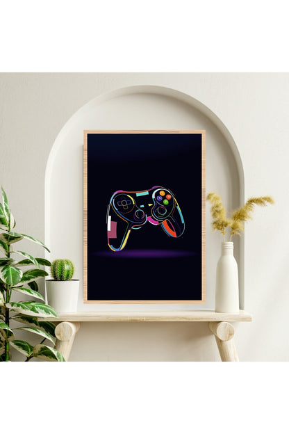 Gamer Kol Büyük Boy Renkli Solmaz Kaliteli Baskı Çerçeve Görünümlü MDF Tablo 70x50cm 265