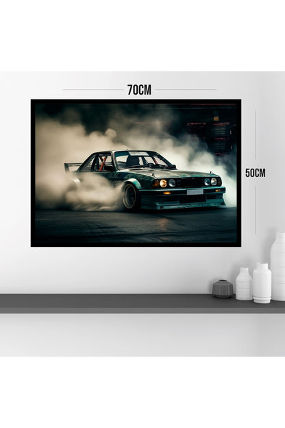 Araba Drift Büyük Boy Renkli Solmaz Kaliteli Baskı Çerçeve Görünümlü MDF Tablo 70x50cm 172