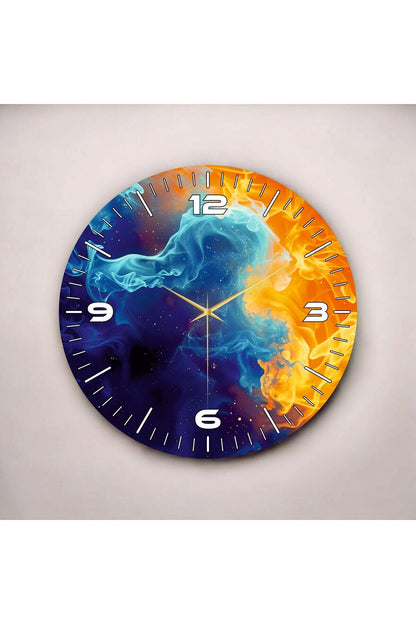 Renkli Baskı Desenli Sayılı Hediyelik Ahşap Sessiz Tablo Duvar Saati