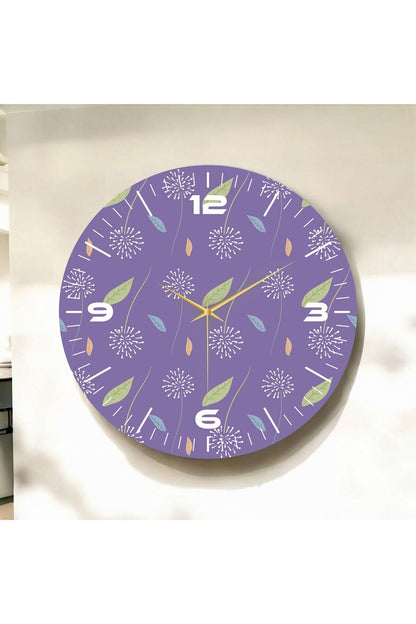 Renkli Baskı Yaprak Desenli Sayılı Hediyelik Ahşap Sessiz Tablo Duvar Saati